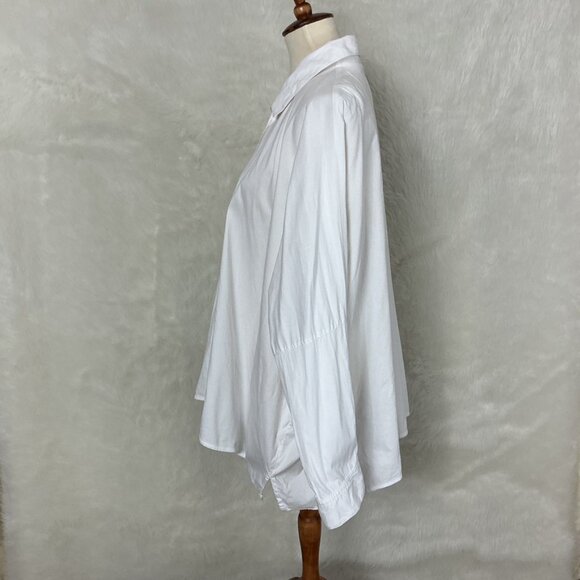 Dress To Kill White Linen White Long Sleeve Drop Shoulder Button Front Shirt OS - Picture 3 of 7